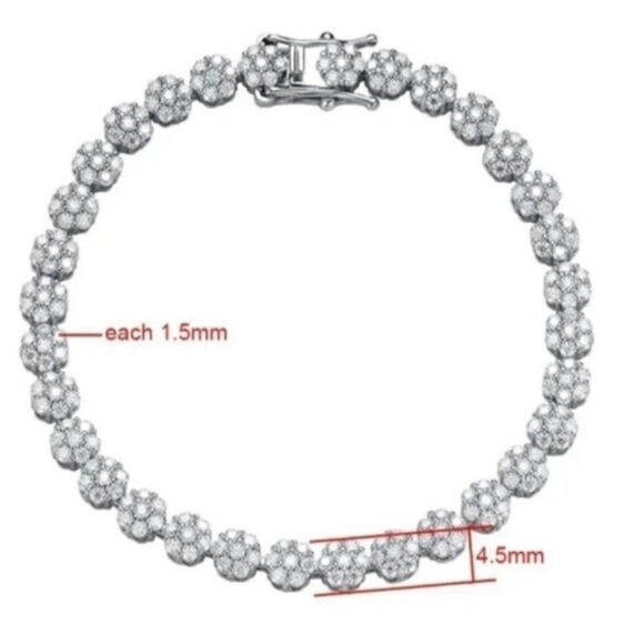 Certified 3.78CT Seven Stone Moissanite Luxury Flower Tennis Bracelet 4.5MM - Picture 10 of 13